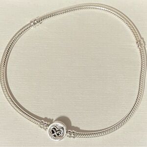 NEW 9” Pandora Moments Heart Infinity Love Forever Clasp Snake Chain Bracelet